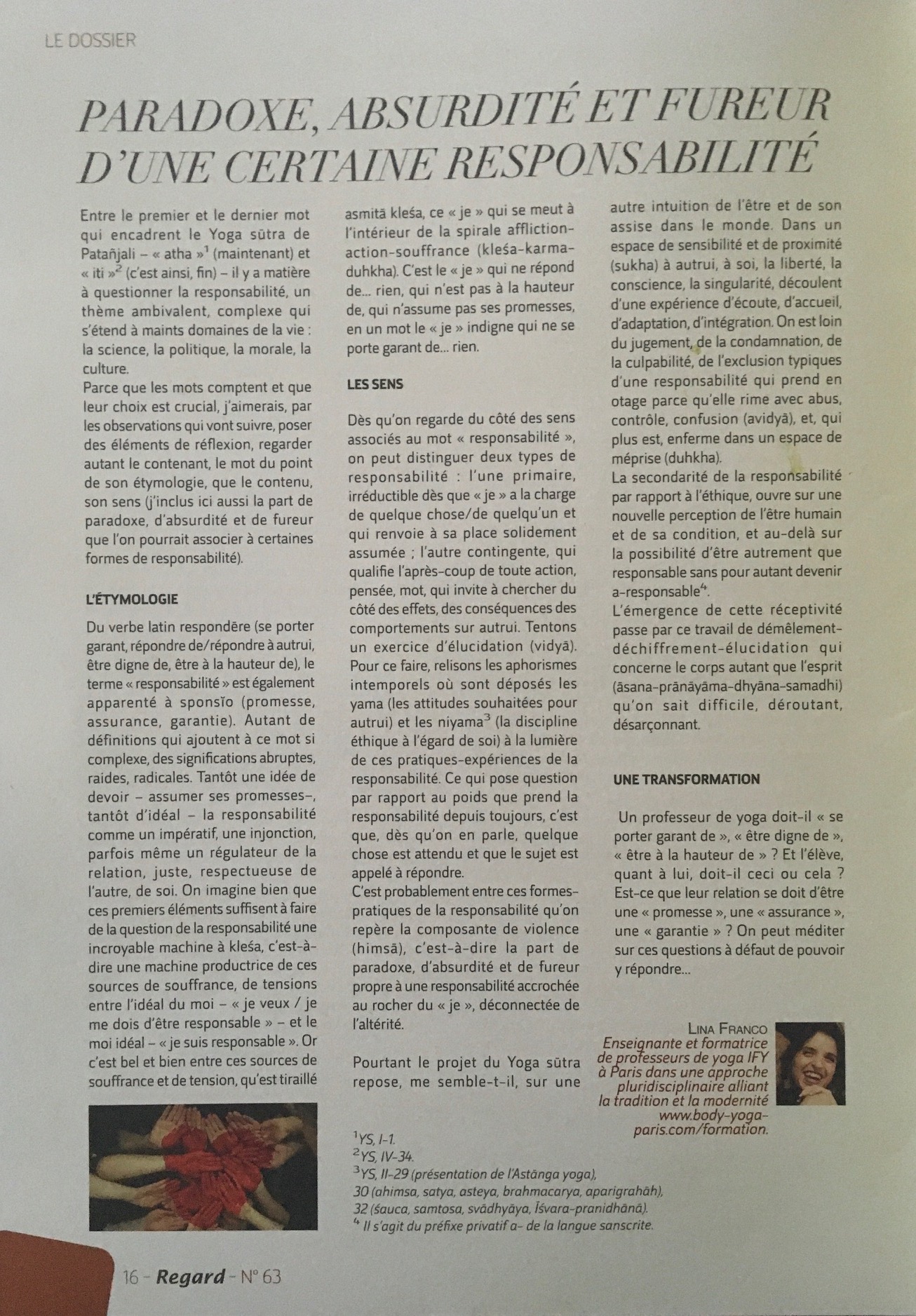 Article Yoga Lina Franco