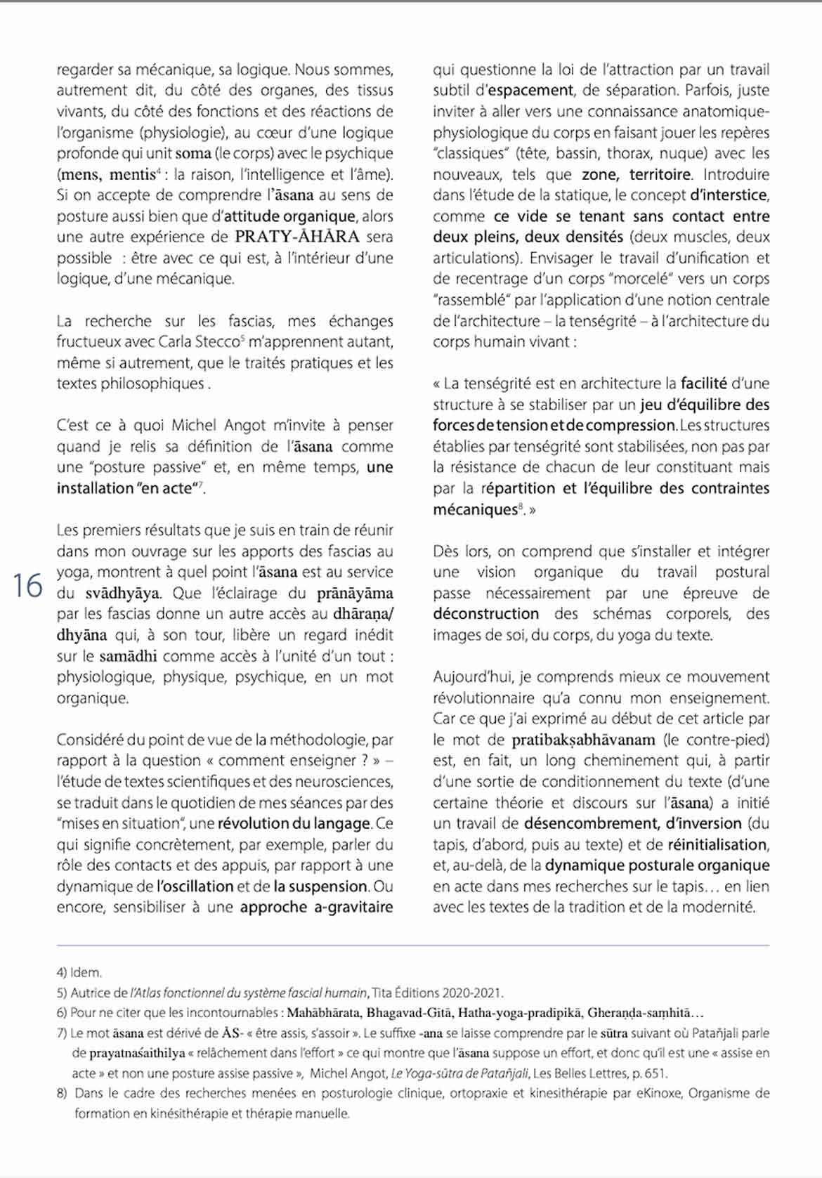 Article page 3 dans APERCU revue Yoga par Lina Franco