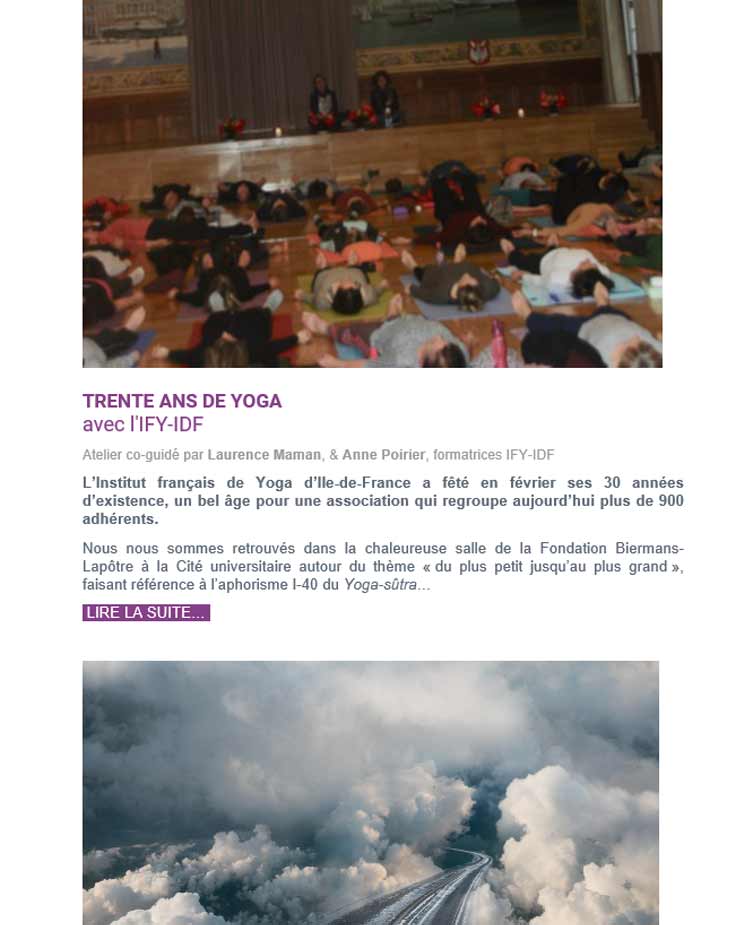 Newsletter avril 2019 newsletter Institut Français du Yoga IDF